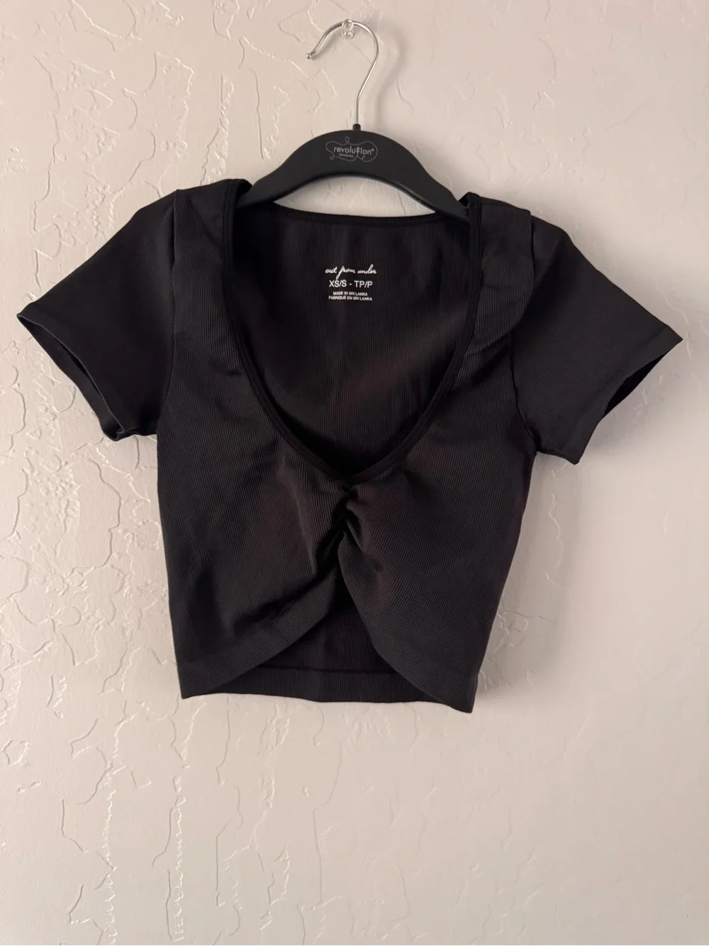 Urban Outfitters (out from under) Black Twist-Knot V-Neck Crop Top